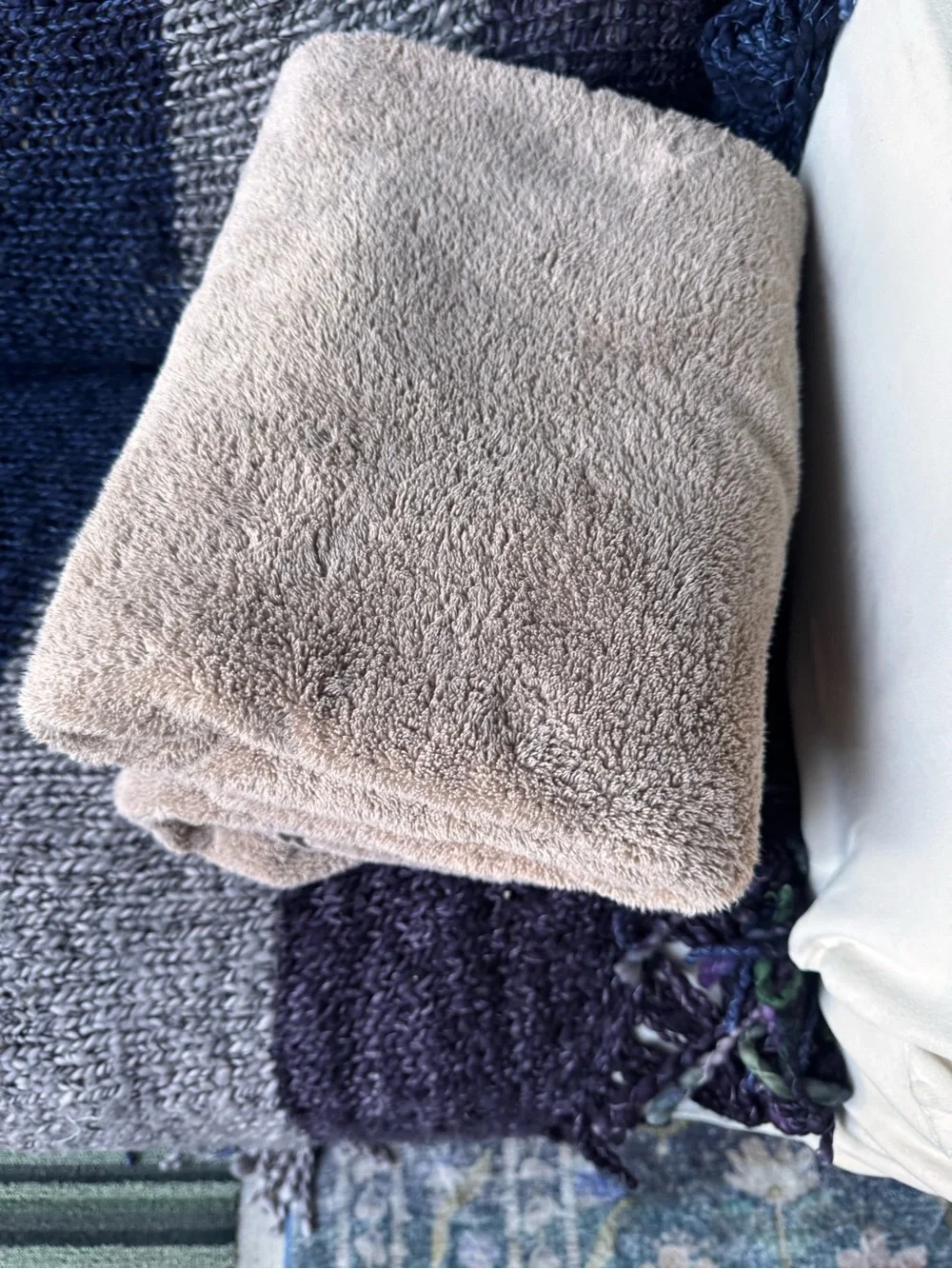 Set of 2 Buffy Plush Organic Cotton Bath Towels - Wheat